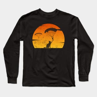 Skydiver With Cat Cool Funny Skydiving Long Sleeve T-Shirt